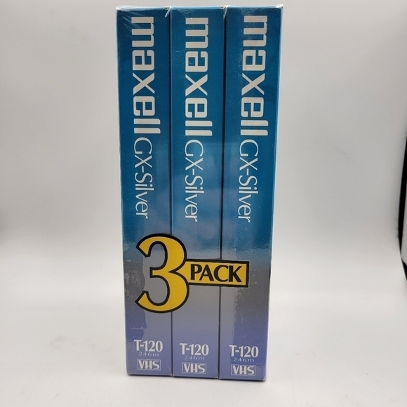 MAXELL VHS VCR Blank Video Cassette Tapes Lot of 3 Sealed New Old Stock - Picture 4 of 4